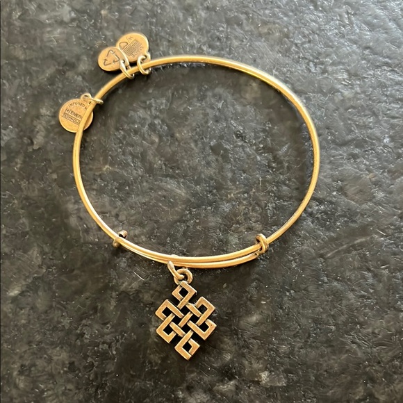 Alex and Ani Endless Knot Bangle Gold Bracelet - Picture 1 of 2